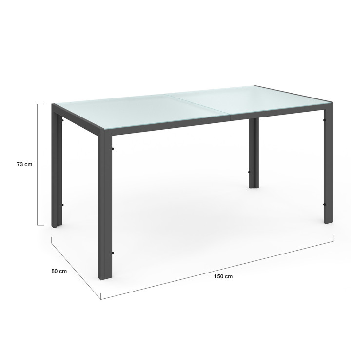 Set di mobili da giardino 6 posti tavolo 150cm sedie impilabili grigio antracite - MADRID | ID Market