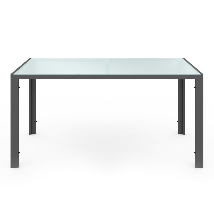 Set di mobili da giardino 6 posti tavolo 150cm sedie impilabili grigio antracite - MADRID | ID Market