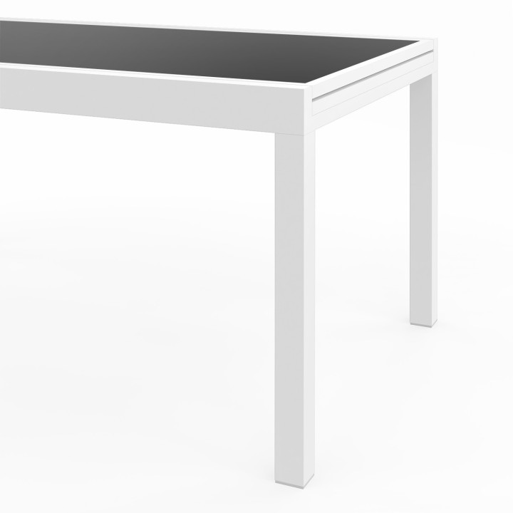 Set di mobili da giardino con tavolo in vetro temperato e 12 sedie bianche e grigie - MADRID | ID Market