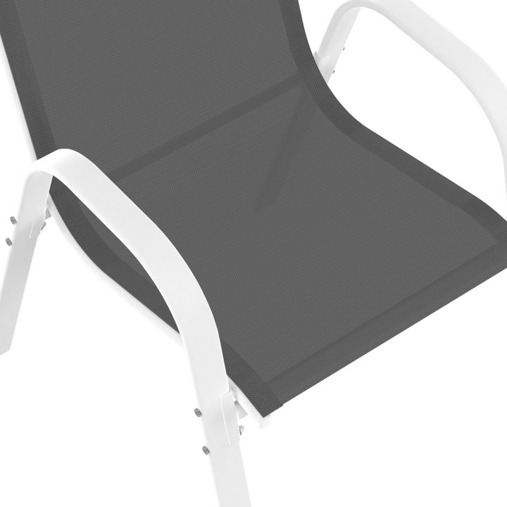 Set di mobili da giardino con tavolo in vetro temperato e 12 sedie bianche e grigie - MADRID | ID Market