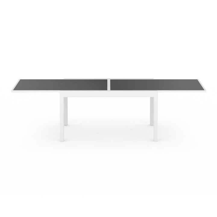 Set di mobili da giardino con tavolo in vetro temperato e 12 sedie bianche e grigie - MADRID | ID Market