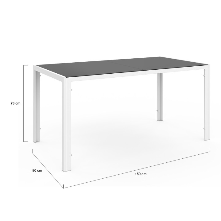 Set di mobili da giardino a 6 posti con tavolo in vetro temperato e sedie bianche e grigie - MADRID | ID Market