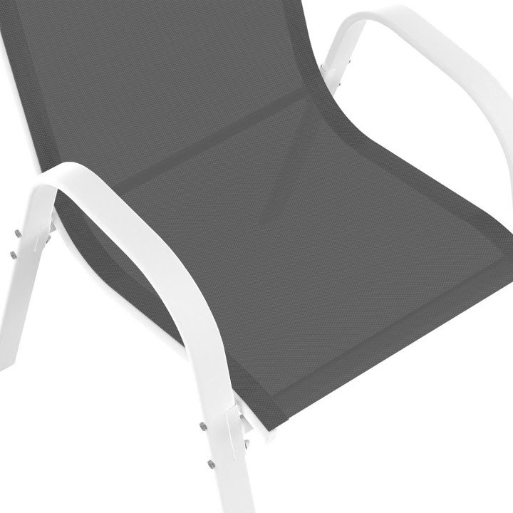 Set di mobili da giardino a 6 posti con tavolo in vetro temperato e sedie bianche e grigie - MADRID | ID Market