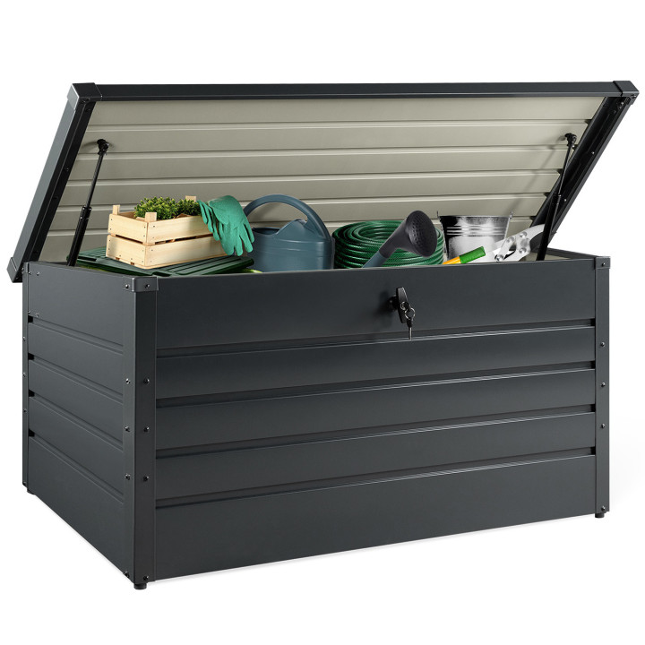 Cassetta da giardino in metallo con serratura grigio antracite 810L | ID Market