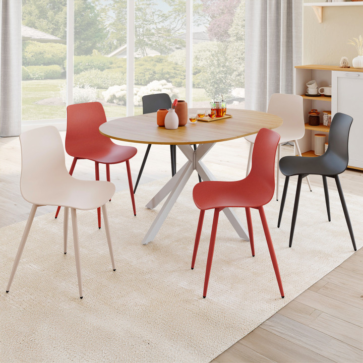 Sedie colore misto grigio scuro x2, terracotta x2, beige x2 gambe in metallo - KIARA | ID Market