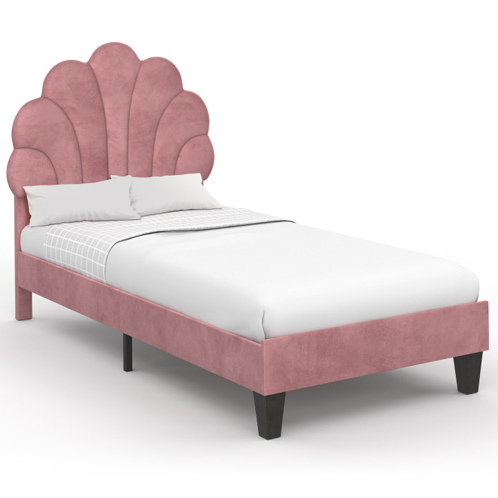 Letto singolo a conchiglia 90 x 190 cm, base in velluto - AMANDA |ID Market