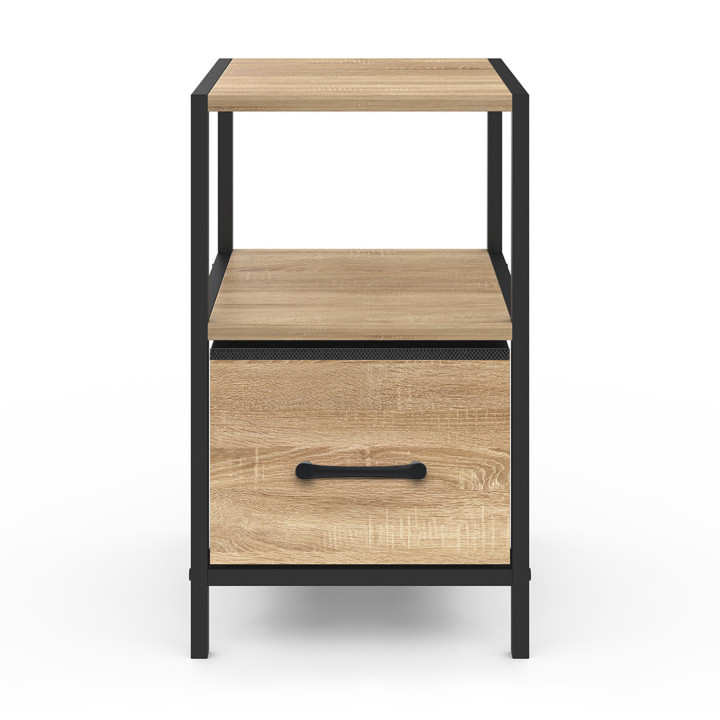 Set di 2 comodini, 1 cassetto in tessuto e 1 nicchia - UTAH | ID Market