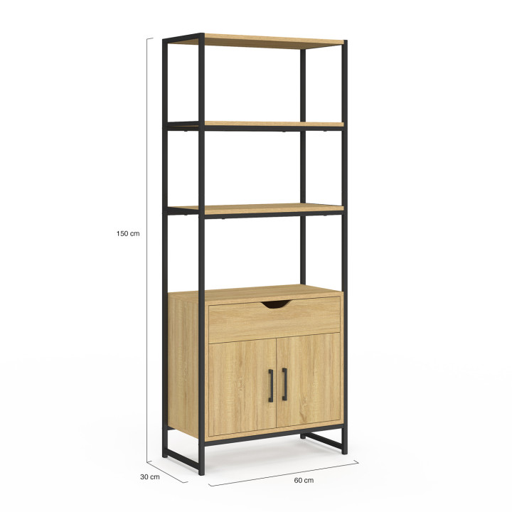 Mobile bagno di design industriale 3 livelli 1 cassetto 1 armadio - DETROIT | ID Market