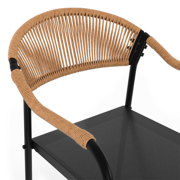 Set di 4 sedie da giardino in metallo nero e rattan chiaro - MADEIRA | ID Market