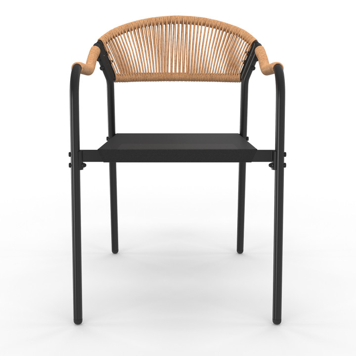 Set di 4 sedie da giardino in metallo nero e rattan chiaro - MADEIRA | ID Market