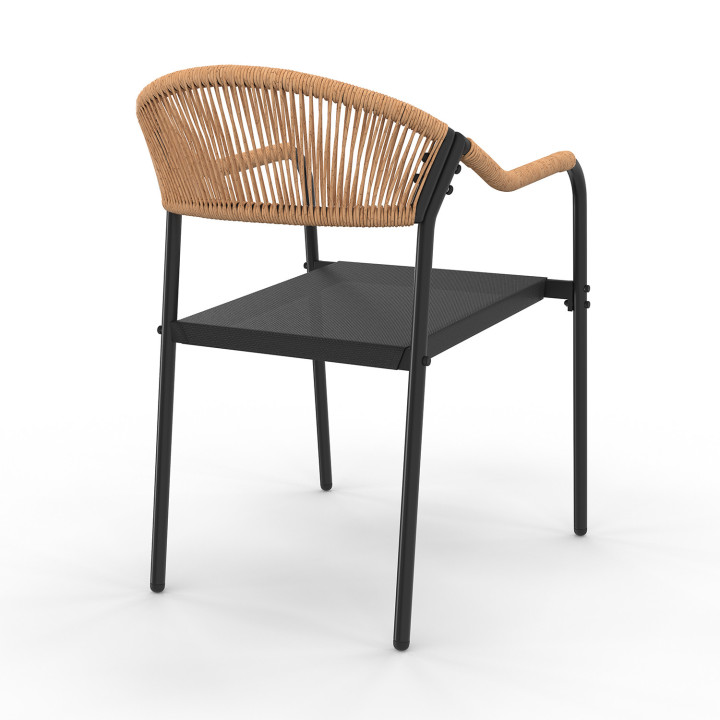 Set di 4 sedie da giardino in metallo nero e rattan chiaro - MADEIRA | ID Market