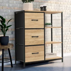 Credenza industriale con 3 cassetti e ripiani - UTAH | ID Market