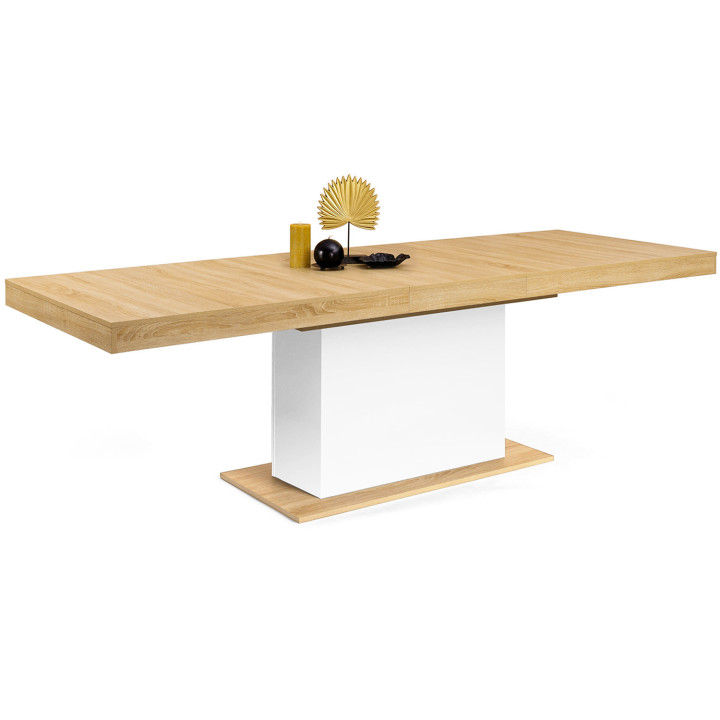 Tavolo da pranzo rettangolare allungabile in legno e bianco per 12 persone - EDEN |ID Market