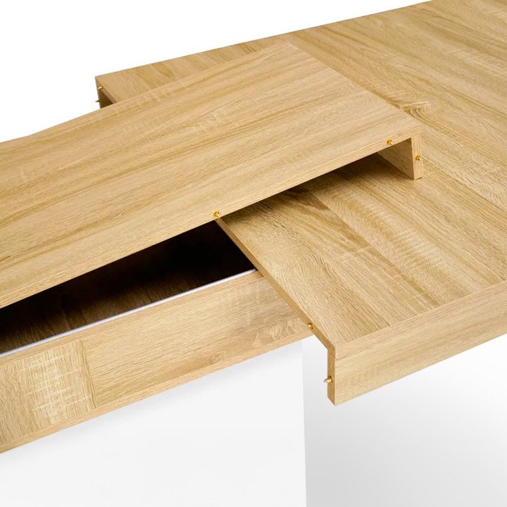 Tavolo da pranzo rettangolare allungabile in legno e bianco per 12 persone - EDEN |ID Market