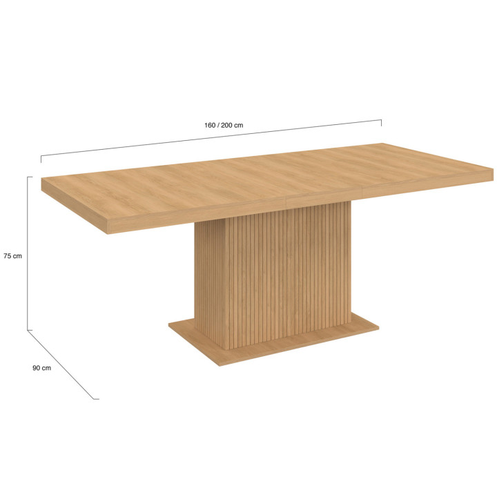 Tavolo da pranzo allungabile per 6-10 persone con doghe in legno e contenitore 160-200cm - JULIETTE | ID Market
