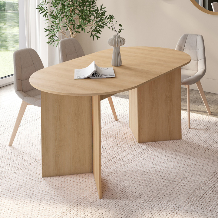 Tavolo da pranzo ovale allungabile 6-10 persone in faggio 160-200cm - MARTHE | ID Market