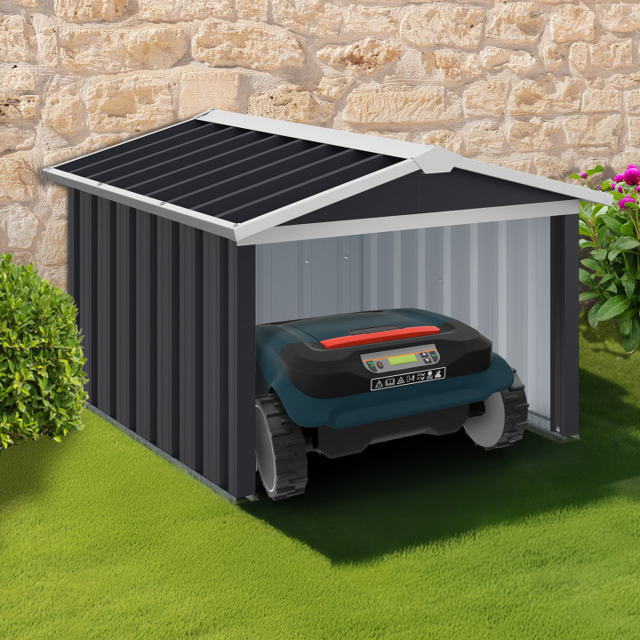 Robot da garage tagliaerba grigio antracite in metallo 86 x 98 x 62 cm | ID Market