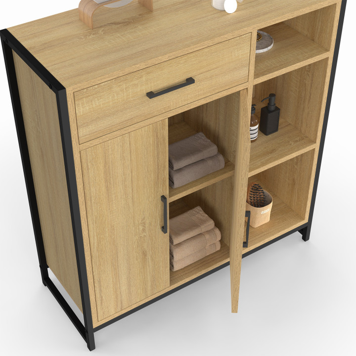 Mobile da bagno in legno e metallo nero - DETROIT | ID Market