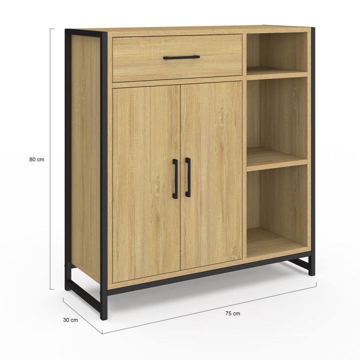 Mobile da bagno in legno e metallo nero - DETROIT | ID Market