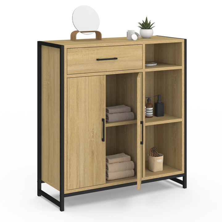 Mobile da bagno in legno e metallo nero - DETROIT | ID Market