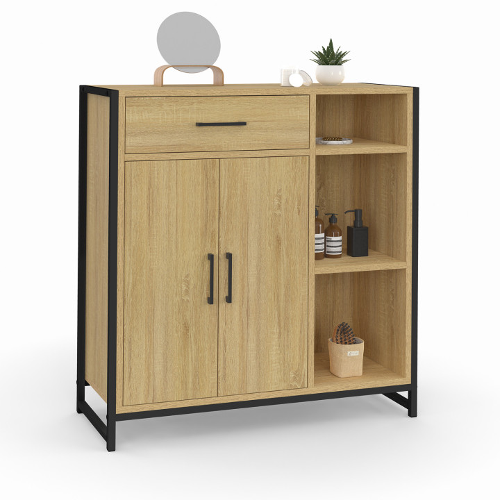 Mobile da bagno in legno e metallo nero - DETROIT | ID Market