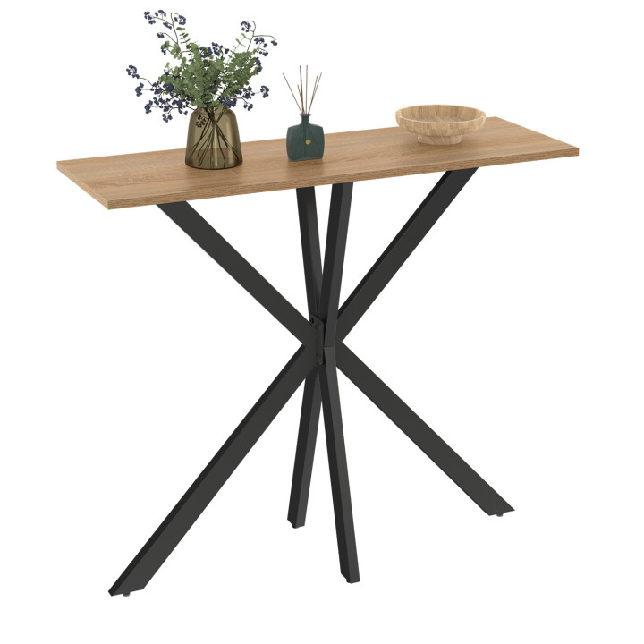 Consolle in legno con gambe a ragno in metallo nero - ALIX | ID Market