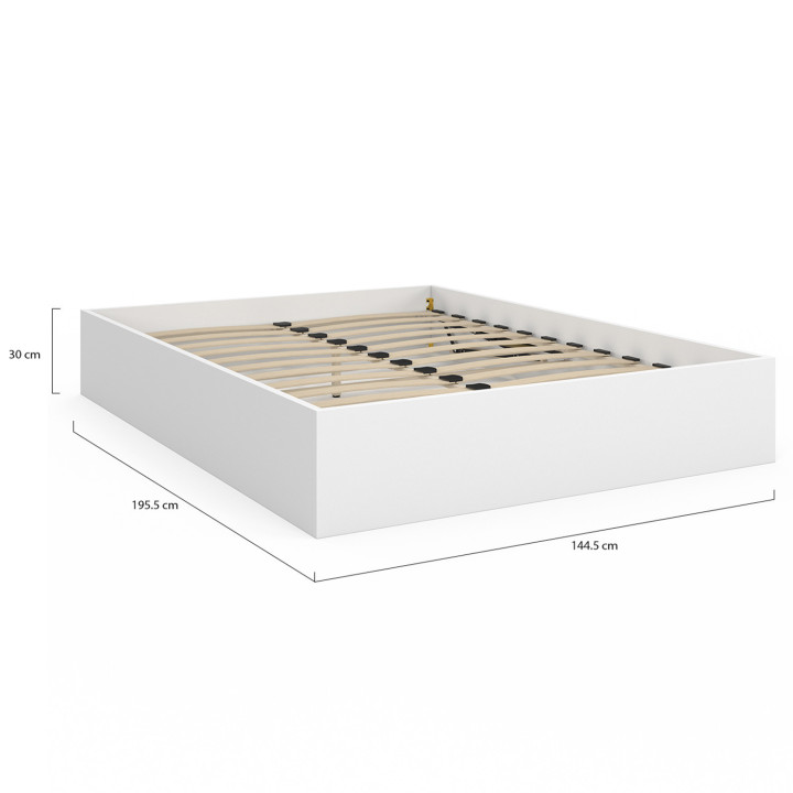 Letto matrimoniale con rete 140x190 cm bianco - SANDSIDE | ID Market