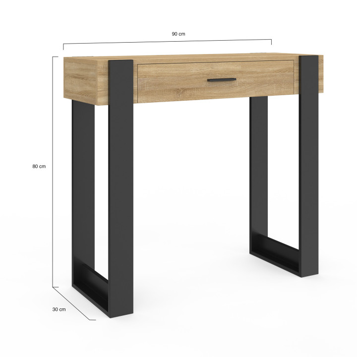Consolle moderna a 1 cassetto in legno e nero - PHOENIX | ID Market