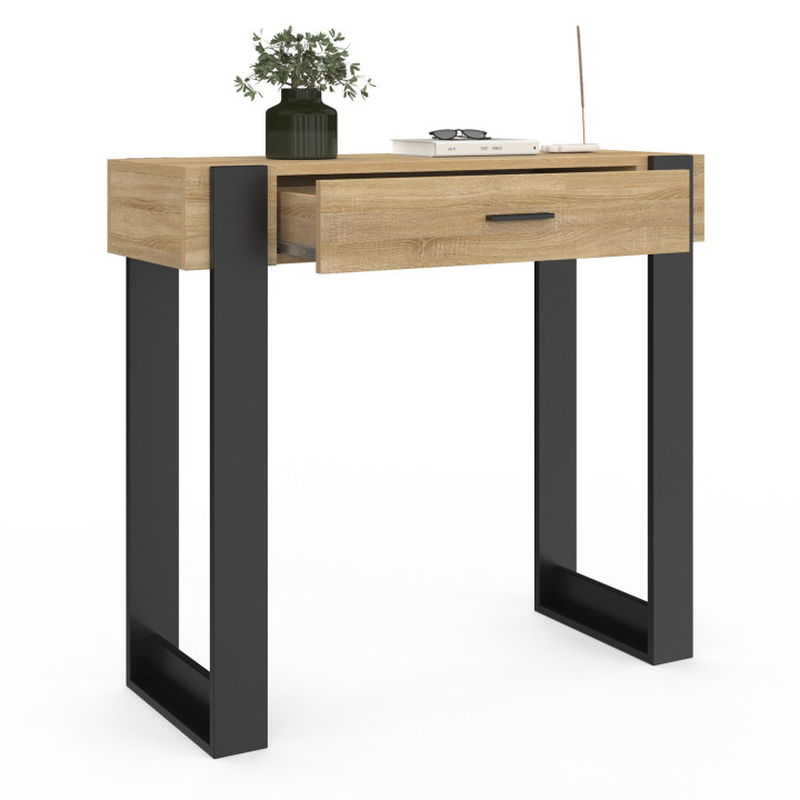 Consolle moderna a 1 cassetto in legno e nero - PHOENIX | ID Market