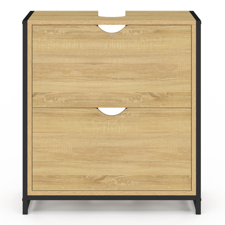 Mobiletto industriale con 2 cassetti in legno e metallo - DETROIT | ID Market