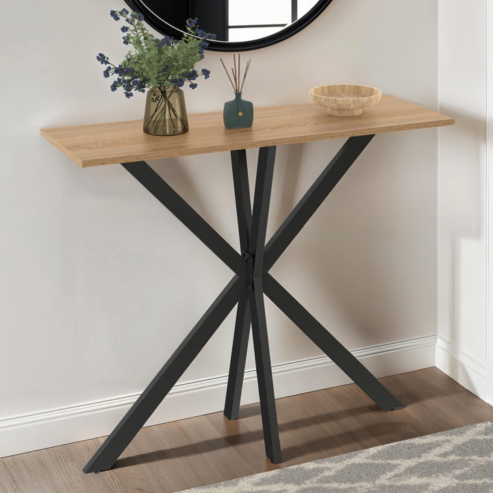 Consolle in legno con gambe a ragno in metallo nero - ALIX | ID Market
