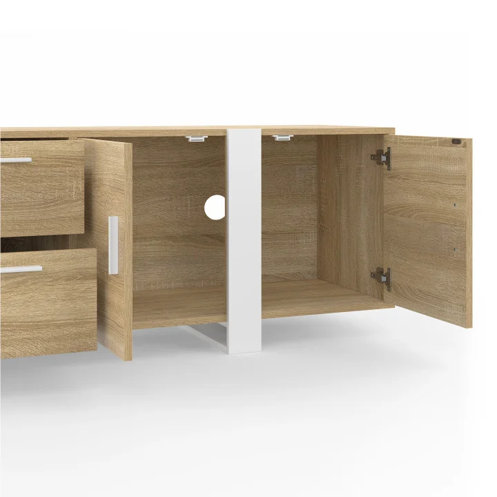 Porta TV a 4 ante da 180 cm in legno e bianco - PHOENIX | The Art of Living IDMarket