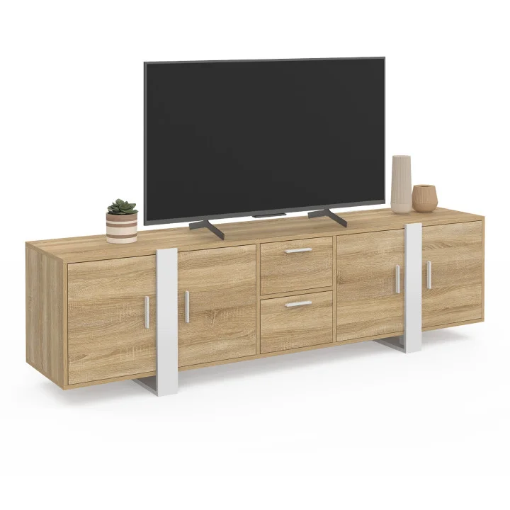 Porta TV a 4 ante da 180 cm in legno e bianco - PHOENIX | The Art of Living IDMarket
