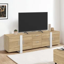 Porta TV a 4 ante da 180 cm in legno e bianco - PHOENIX | The Art of Living IDMarket