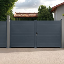 Cancello a battente in alluminio grigio antracite 302 x 160 cm | ID Market