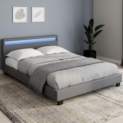 A buon mercato letto LED grigio 140x190 cm - NEO | ID Market