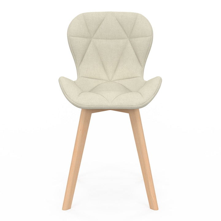 Sedie trapuntate in tessuto misto con gambe in legno x4 - ROBINE | ID Market