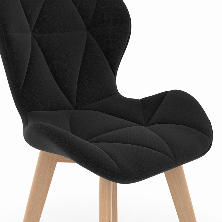 Sedie trapuntate in tessuto misto con gambe in legno x4 - ROBINE | ID Market