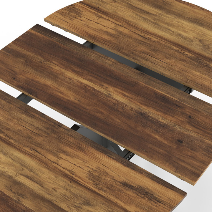 Tavolo da pranzo rotondo allungabile in legno scuro e nero 4-8 persone 110-150cm - ALIX | ID Market