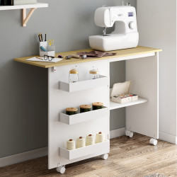Tavolo da cucito pieghevole su rotelle con 4 ripiani | ID Market