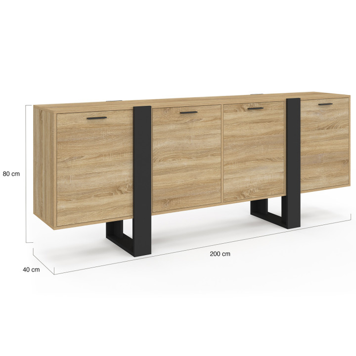 Grande credenza in legno e nero - PHOENIX | ID Market