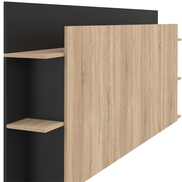 Testata con piedistallo in legno e nero per letti fino a 160 cm - CIRI | ID Market