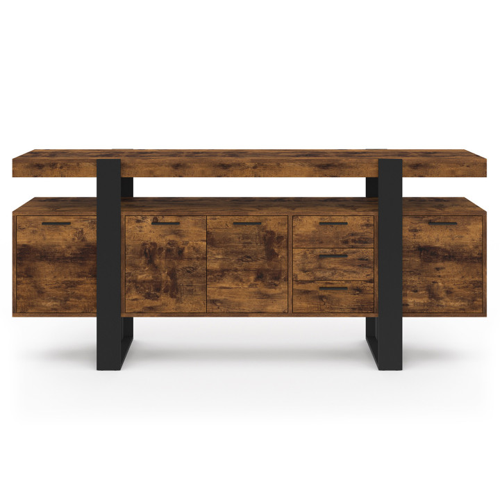 Grande credenza nera e effetto legno con ante e cassetti - PHOENIX | Zen Cart! IDMarket