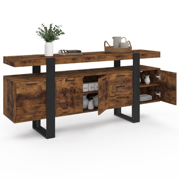 Grande credenza nera e effetto legno con ante e cassetti - PHOENIX | Zen Cart! IDMarket