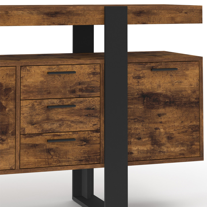Grande credenza nera e effetto legno con ante e cassetti - PHOENIX | Zen Cart! IDMarket