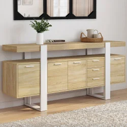 Grande buffet in legno e bianco con ante e cassetti - PHOENIX | Zen Cart! IDMarket