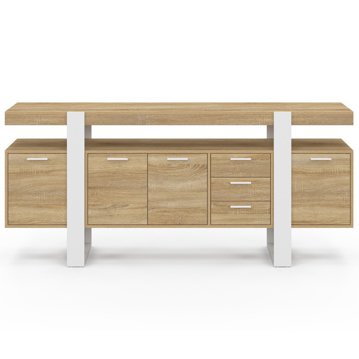 Grande buffet in legno e bianco con ante e cassetti - PHOENIX | Zen Cart! IDMarket