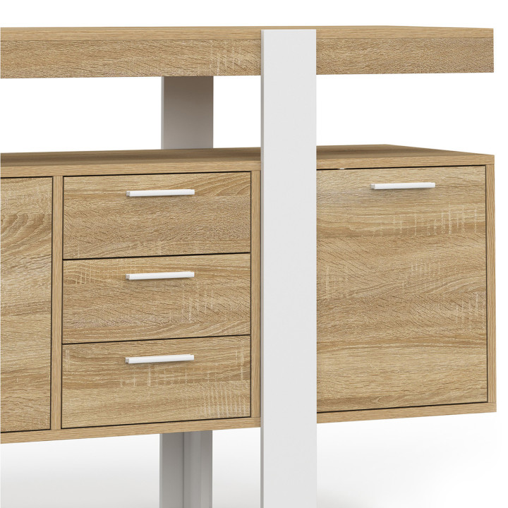 Grande buffet in legno e bianco con ante e cassetti - PHOENIX | Zen Cart! IDMarket