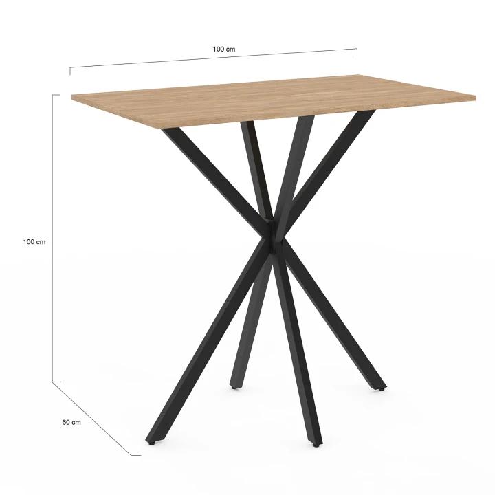 Tavolo da bar in legno e metallo nero 100cm - ALIX | ID Market