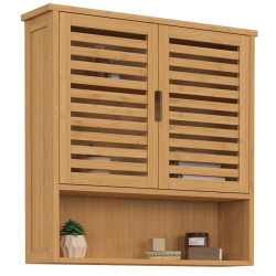 Armadio da parete per bagno a 2 ante in bambù con ripiano | ID Market